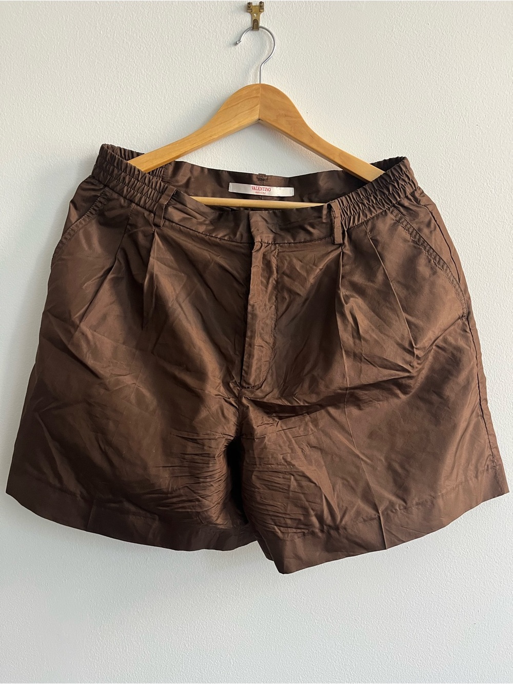 Valentino Brown Flat Front Men’s Shorts